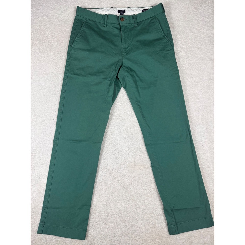 J.Crew Flex Straight Fit Chino Pants Mens 32x32 Green Stretch Cotton Trousers